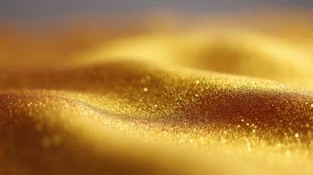 This close-up image showcases the luxurious texture of shimmering gold fabric with gentle waves, perfect for backgrounds, textiles, and elegant designs.の素材