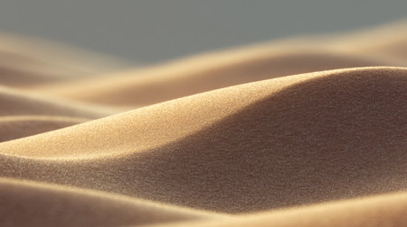A close-up view of smooth sand waves in soft beige tones, showcasing the serene beauty of nature's minimalist forms. Ideal for artistic or travel themes.の素材