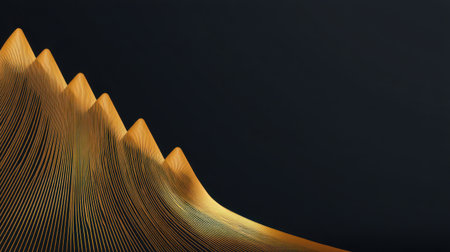 Explore the captivating beauty of abstract golden waves against a dark background. This image embodies elegance and creativity, providing a modern visual experience.の素材