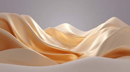 Beautifully draped silk fabric creates soft, elegant waves in warm beige tones. Perfect for backgrounds, textures, and artistic projects that require a touch of luxury.の素材
