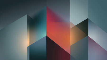 This abstract image features geometric shapes in a modern composition with vibrant colors and soft gradients, perfect for creative projects and digital applications.の素材