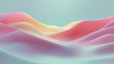 Experience the serene beauty of soft, colorful waves in this abstract background. Embrace the gentle gradients and flowing forms for inspiring creative projects.の素材