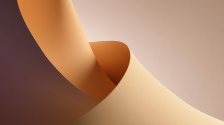 This image captures abstract curves of smooth paper in warm tones, creating a minimalist design that embodies elegance and artistic flow for various creative projects.の素材