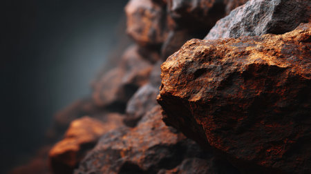 This captivating close-up image features a textured rock formation, highlighting its warm tones and shimmering surfaces, showcasing the natural beauty of geology.の素材