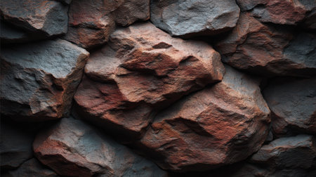 Captivating image of a textured rock wall showcasing rich earthy tones. Perfect for use as a background or in design projects. Emphasizes nature and geological beauty.の素材