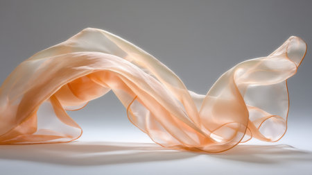 This soft peach fabric gently flows and creates an elegant atmosphere. Perfect for art, design projects, or as a background with a touch of sophistication.の素材
