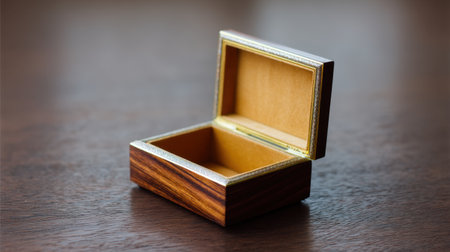 A beautifully crafted wooden box with an open lid, perfect for jewelry storage and elegant gift presentation. Its minimalist design showcases sophistication and style.の素材