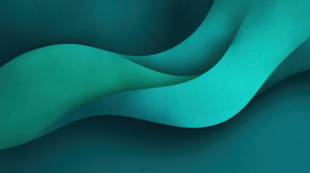 A visually striking abstract background featuring smooth waves in turquoise and green shades, perfect for creating a calm and serene design atmosphere.の素材