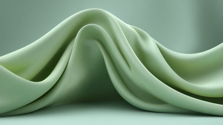Discover the beauty of soft flowing fabric in pale green. This serene backdrop adds elegance to fashion, design, and artistic photography projects.の素材