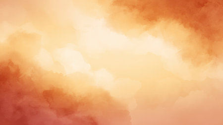 A serene and warm abstract background featuring soft hues of orange and yellow clouds. This artwork creates a soothing atmosphere perfect for creative projects.の素材