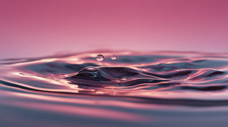 This captivating image features serene water ripples in soft pink and purple hues, showcasing delicate droplets. Ideal for wellness, tranquility, and nature-themed projects.の素材