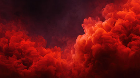 A captivating scene of red smoke swirling through a dark background, creating an intense and dramatic atmosphere, perfect for artistic projects and visual storytelling.の素材