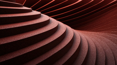 A stunning display of abstract geometric shapes featuring layered surfaces in warm tones, emphasizing intricate textures and smooth curves, perfect for modern design projects.の素材