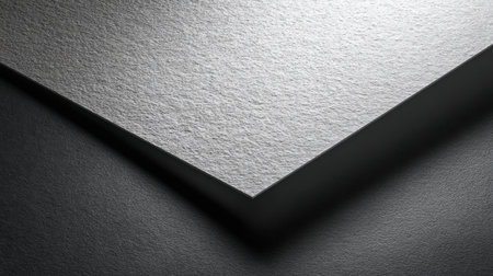 This image features a close-up view of a finely textured paper surface, angled dramatically against a dark background, creating a striking interplay of light and shadow.の素材