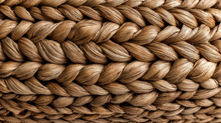 This image showcases a detailed close-up of braided natural fiber, highlighting its earthy tones. Ideal for use in home decor or craft projects that celebrate sustainability.の素材