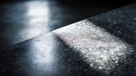 This image captures a glossy surface illuminated by gentle light, showcasing reflections and textures that create a serene and elegant atmosphere in a minimalist style.の素材