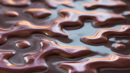 This captivating image showcases the smooth and glossy surface of flowing chocolate, creating an alluring abstract design ideal for culinary projects and sweet treats.の素材