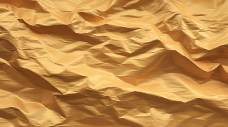 This image features a crumpled yellow paper texture, showcasing unique folds and shadows. It serves as an appealing background for various creative projects and designs.の素材