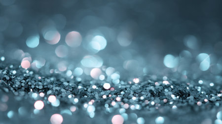A visually captivating image featuring sparkling blue glitter with a soft bokeh effect. Perfect for festive themes, celebrations, and artistic designs.の素材