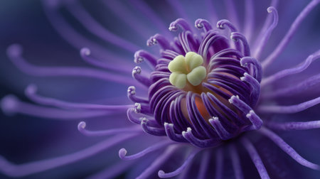 This close-up image showcases a stunning purple flower, highlighting its intricate petal structure. The soft background enhances the beauty and detail of this natural wonder.の素材