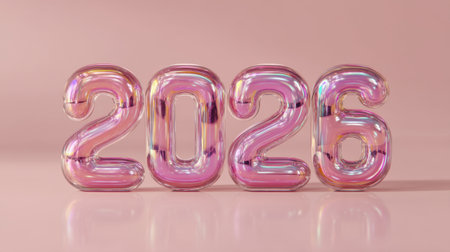 Eye-catching balloon numbers representing the year 2026, designed for festive celebrations. Ideal for events, parties, or any occasion marking a new beginning.の素材