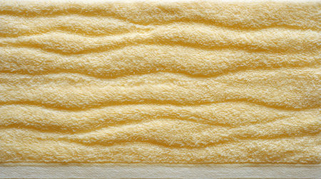 A soft and plush yellow towel features unique textured waves, perfect for enhancing the aesthetics of bathroom spaces, spas, and home decor while providing comfort.の素材
