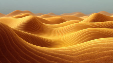 Expansive golden sand dunes create a tranquil landscape, showcasing soft curves and ripples under gentle light, perfect for travel and nature inspired projects.の素材