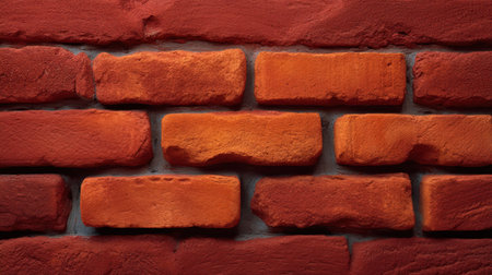 This image features a close-up of textured red clay bricks arranged on a wall. The rich colors and detailed surface make it ideal for design or architectural projects.の素材
