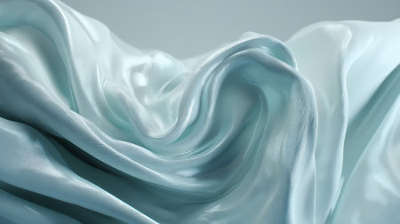 Captivating image of smooth light blue fabric, elegantly draped with soft curves, ideal for textile design or artistic projects needing a calming and elegant touch.の素材