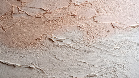 This image features a textured wall surface with a soothing blend of soft peach and cream tones, perfect for enhancing any design project or creative endeavor.の素材