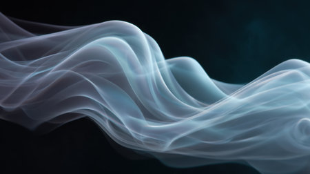 Soft and ethereal smoke flows gracefully across a dark background, creating dynamic patterns and textures for creative design projects and artistic inspirations.の素材