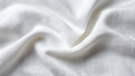This image features a soft, white fabric with gentle creases, perfect as a background or textile element for a variety of creative projects and designs.の素材