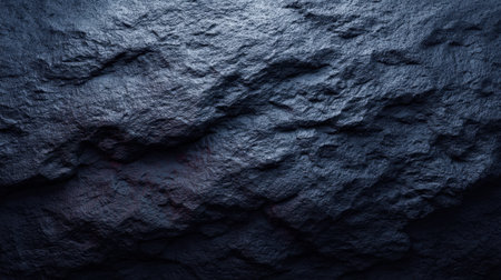 A striking dark rock surface with intricate textures and highlights, ideal for use as a background or element in creative design projects and artistic endeavors.の素材