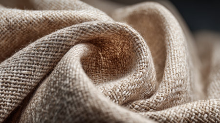 Discover a close-up view of a soft, natural fabric displaying intricate weave details. Perfect for textile projects, home decor, or fashion design concepts.の素材