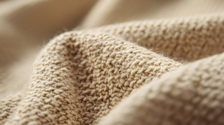 This close-up image captures the intricate texture of a soft beige fabric, perfect for enhancing any design project or adding a cozy touch to decor or fashion.の素材