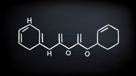 This image showcases the chemical structure of a simple organic compound drawn in a chalk-like style on a black background, perfect for educational and scientific uses.の素材