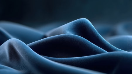 This captivating image features a soft blue fabric with gentle waves, creating an elegant and luxurious feel. Ideal for textile and fashion applications.の素材