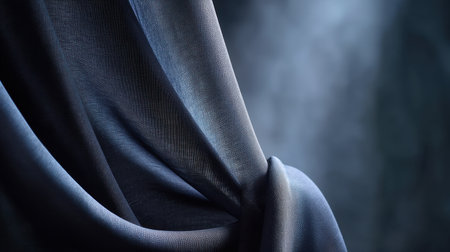 This image features elegant dark fabric elegantly draped, beautifully illuminated with soft lighting. Ideal for artistic backgrounds and texture in various projects.の素材