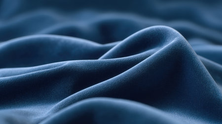 Immerse in the elegance of this soft dark blue fabric, showcasing beautiful waves and textures that create a stunning backdrop ideal for various design projects.の素材