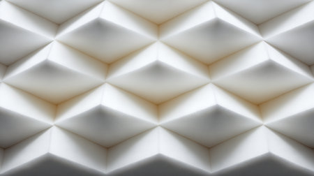 This image features an abstract geometric pattern with white three-dimensional shapes, offering a modern aesthetic ideal for backgrounds, textures, and artistic projects.の素材