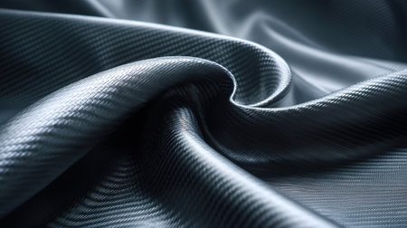 Close-up of an elegant gray fabric featuring soft waves and subtle light reflections, perfect for use in fashion and interior design projects.の素材