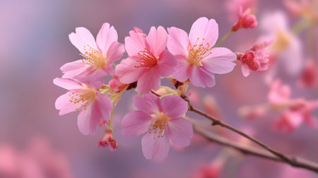 Stunning display of pink cherry blossoms captures the essence of spring with soft hues and delicate petals, perfect for conveying beauty and tranquility in nature.の素材