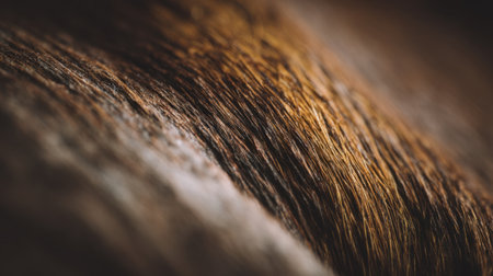 This close-up image captures the intricate texture of soft fur, showcasing warm brown tones and natural patterns ideal for artistic or creative endeavors.の素材