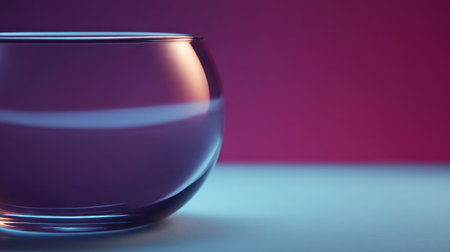 A close-up shot of an elegant glass bowl filled with water, reflecting soft light against a colorful background, creating a serene and tranquil atmosphere.の素材