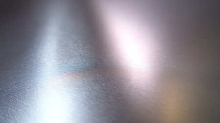 Close-up view of a polished metallic surface featuring soft light reflections and vivid gradients, creating a modern and elegant aesthetic for various design projects.の素材