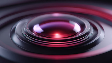 This stunning close-up captures the intricate details of a camera lens, showcasing vibrant colors and reflections on its smooth surface, perfect for photography enthusiasts.の素材