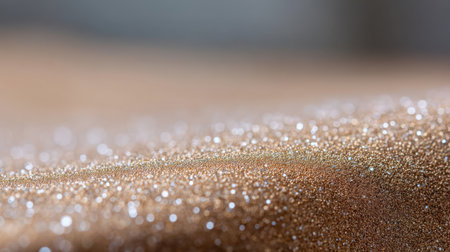 A mesmerizing close-up of a gold glitter surface displaying fine textures and a soft glow, perfect for themed crafts, celebrations, or elegant designs.の素材