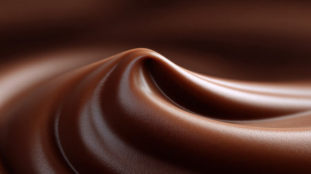 Discover the elegance of smooth chocolate swirl, showcasing its rich texture. This close-up captures the indulgent essence, perfect for gourmet food and dessert presentations.の素材