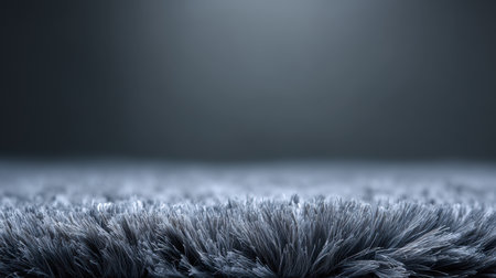 This image features a close-up of a soft, textured gray surface with fluffy fibers and gentle lighting. Ideal for interior design backgrounds or product displays.の素材