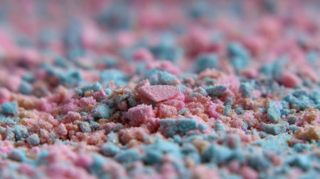 This image showcases a vibrant and colorful powdery texture in pink and blue shades, perfect for abstract art projects, creative designs, and artistic backgrounds.の素材